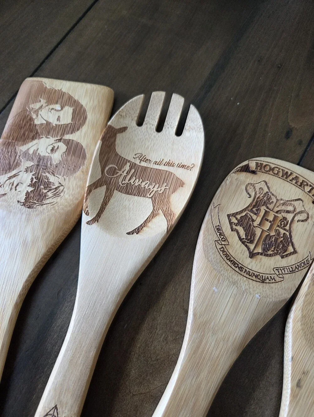 New Harry Potter Wooden Bamboo Spoon Set New Without Box